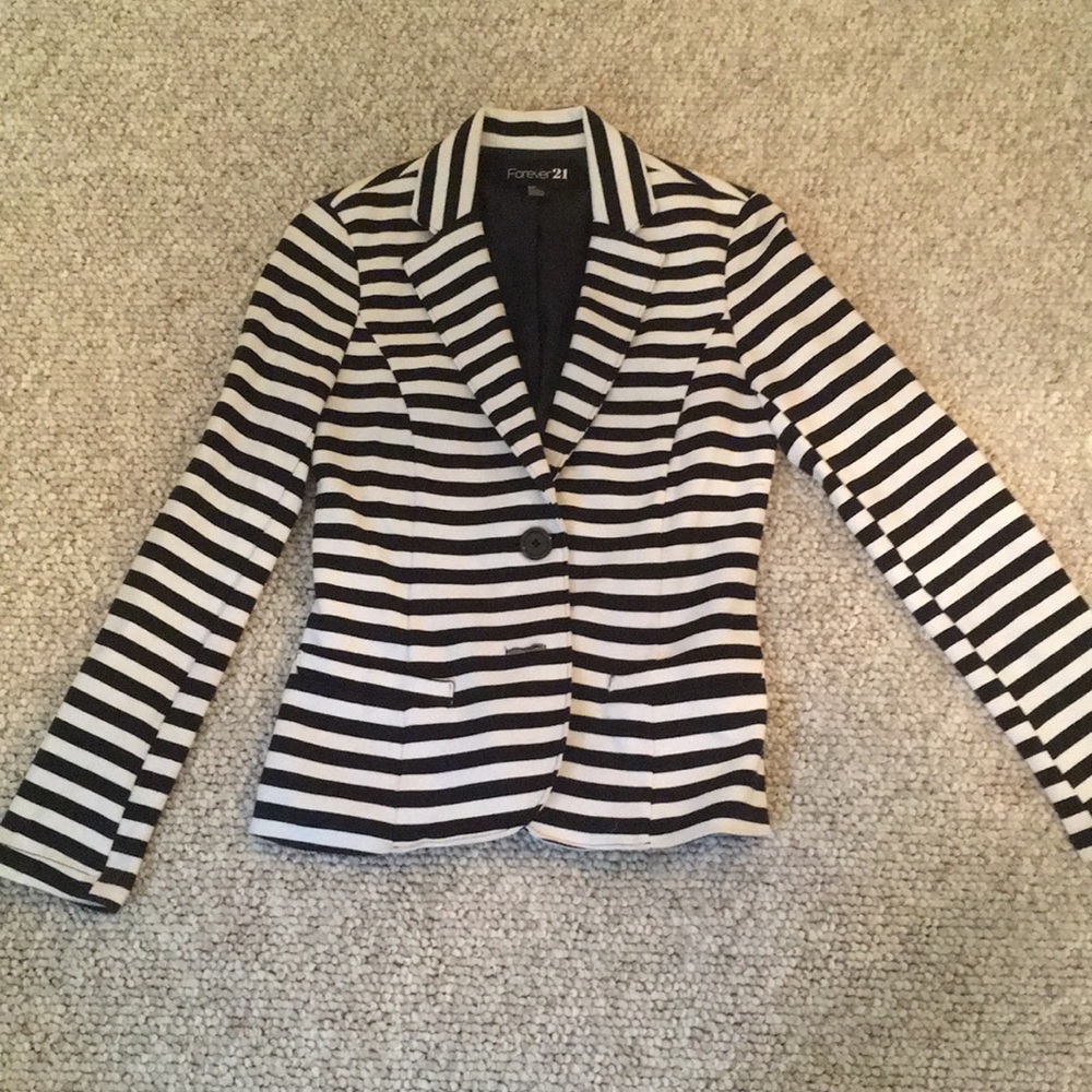 Forever 21 Black and White Striped Blazer